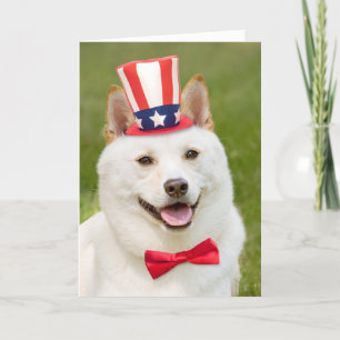 Cartes Pour Fêtes Annuelles Joyeux 4 Juillet Shiba Inu Chien en Casquette