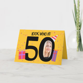 Cartes Pour Fêtes Annuelles Joyeux 50e anniversaire Big 50 cadre photo