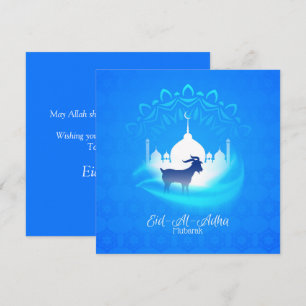 Cartes Pour Fêtes Annuelles Joyeux Aïd Al Adha Moubarak Blanc Bleu Chèvre Isla