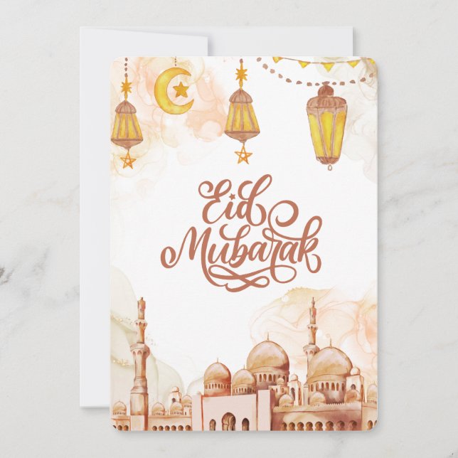Cartes Pour Fêtes Annuelles Joyeux Aïd islamique Moubarak (Devant)