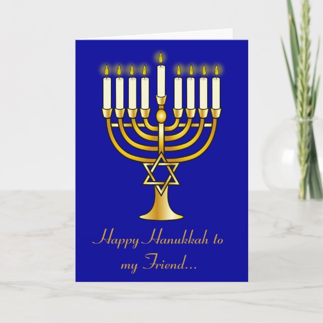 Cartes Pour Fêtes Annuelles Joyeux ami Hanoukka avec Menorah (Devant)