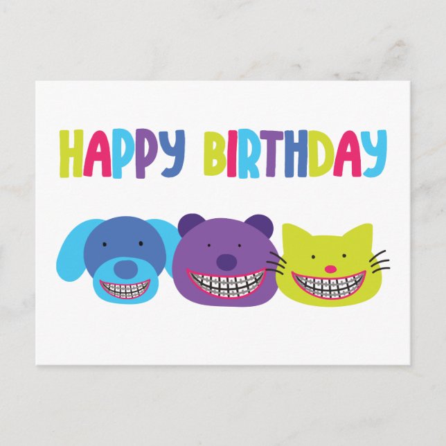 Cartes Pour Fêtes Annuelles Joyeux Animaux d'anniversaire dans les bagues Orth (Devant)