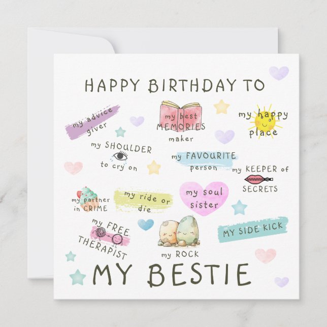 Cartes Pour Fêtes Annuelles Joyeux Anniversaire À Ma Bestie (Devant)