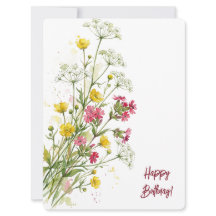 Joyeux Anniversaire aquarelle fleurs sauvages flor