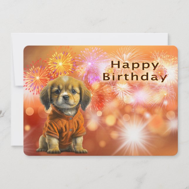Cartes Pour Fêtes Annuelles Joyeux anniversaire avec Anniversaire Chiot (Devant)