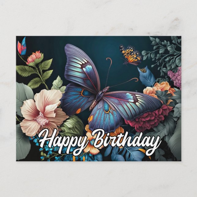 Cartes Pour Fêtes Annuelles Joyeux anniversaire Belle conception papillon Vint (Devant)