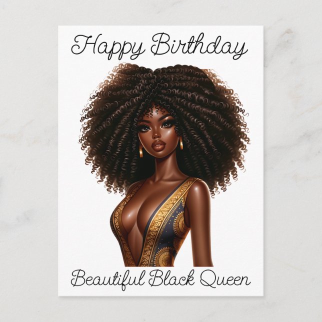 Cartes Pour Fêtes Annuelles Joyeux anniversaire, belle, reine noire, melanin p (Devant)