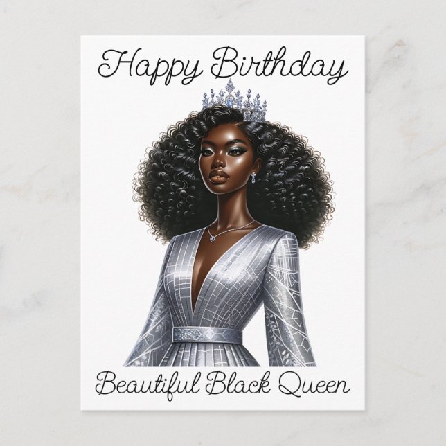 Cartes Pour Fêtes Annuelles Joyeux anniversaire belle reine noire melanin sist (Devant)