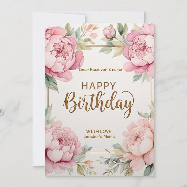 Cartes Pour Fêtes Annuelles Joyeux anniversaire Big Flowers (Devant)