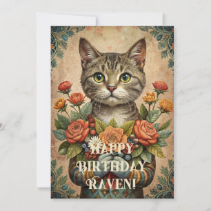 Cartes Pour Fêtes Annuelles Joyeux anniversaire chat vintage