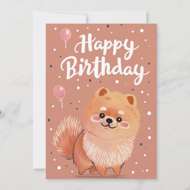 Cartes Pour Fêtes Annuelles Joyeux Anniversaire de Cute Pomeranian (Devant)