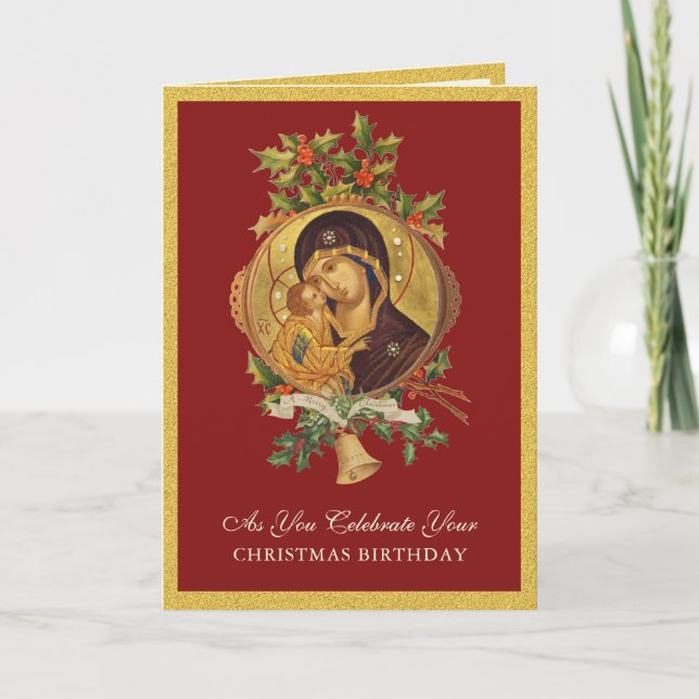 Cartes Pour Fêtes Annuelles Joyeux anniversaire de Noël Jésus Marie Écriture s (Devant)