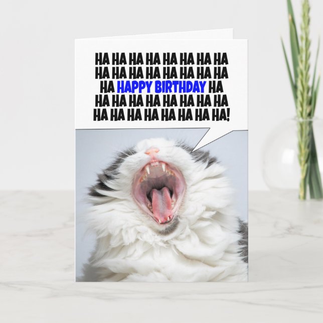 Cartes Pour Fêtes Annuelles Joyeux Anniversaire Drôle Chat Rire D'Être Vieux (Devant)