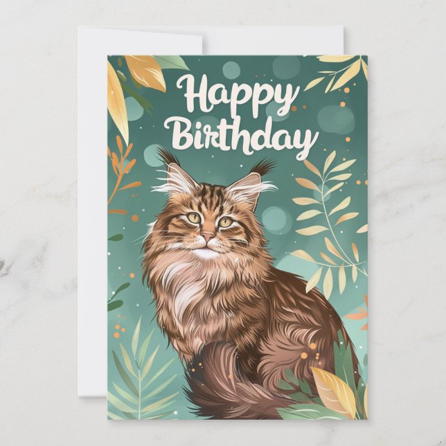Cartes Pour Fêtes Annuelles Joyeux anniversaire du Maine Coon (Devant)