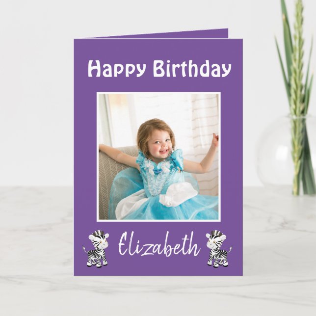 Cartes Pour Fêtes Annuelles Joyeux anniversaire fille photo violet (Devant)