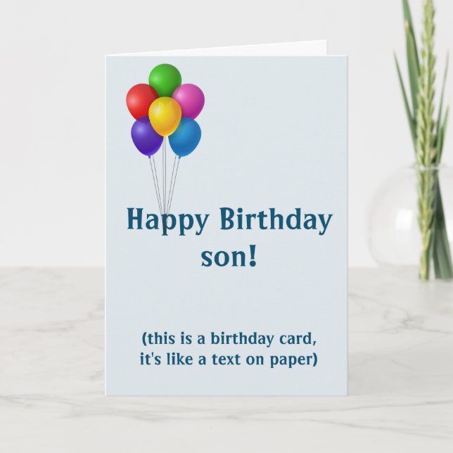 Cartes Pour Fêtes Annuelles Joyeux Anniversaire Fils Drôle Téléphone Texte (Devant)