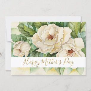 Cartes Pour Fêtes Annuelles Joyeux anniversaire Floral Magnolia Gold Script