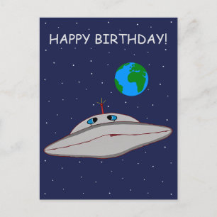 Cartes Pour Fêtes Annuelles Joyeux Anniversaire Funny Alien Spaceship Adventur