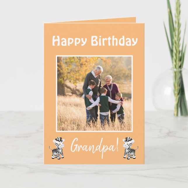 Cartes Pour Fêtes Annuelles Joyeux anniversaire grand-père Zebra thème photo (Devant)