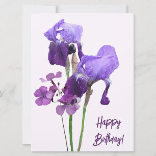 Cartes Pour Fêtes Annuelles Joyeux anniversaire iris violet fleurs boho tendan