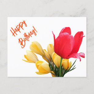 Cartes Pour Fêtes Annuelles Joyeux Anniversaire jaune crocus rouge tulip amour