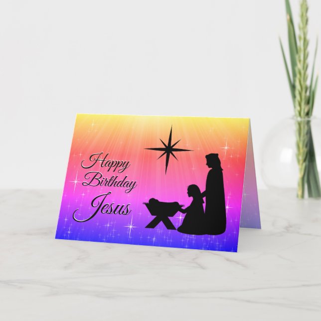 Cartes Pour Fêtes Annuelles Joyeux anniversaire Jésus, Nativité de Noël (Devant)