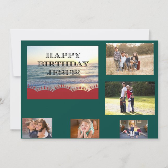 Cartes Pour Fêtes Annuelles Joyeux anniversaire Jésus Red Christmas Trees 5 ph (Devant)