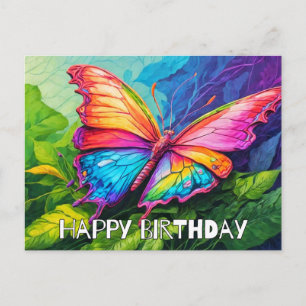 Cartes Pour Fêtes Annuelles Joyeux Anniversaire Joli Papillon Abstrait Coloré
