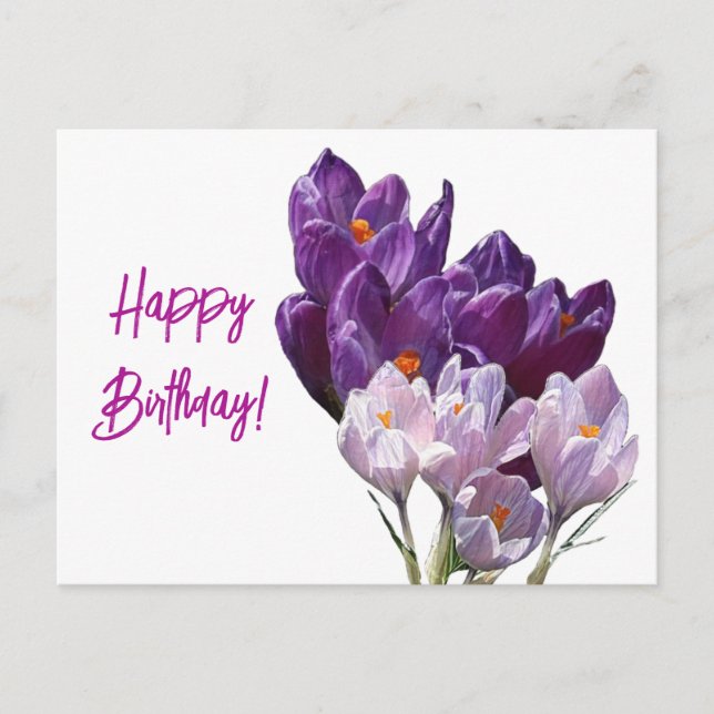 Cartes Pour Fêtes Annuelles Joyeux Anniversaire jolie couleur violette crocus  (Devant)