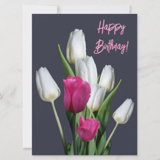 Cartes Pour Fêtes Annuelles Joyeux anniversaire jolie tulipe rose floral éléga