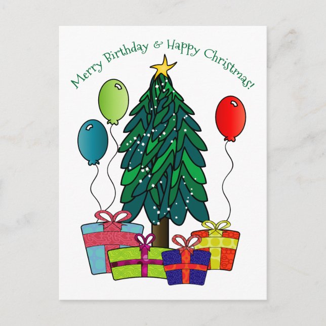 Cartes Pour Fêtes Annuelles Joyeux anniversaire, Joyeux Noël ! (Devant)
