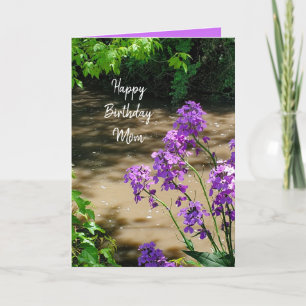 Cartes Pour Fêtes Annuelles Joyeux Anniversaire Maman Fleurs pourpres et flux