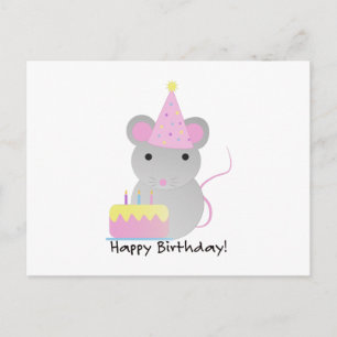 Cartes Pour Fêtes Annuelles Joyeux Anniversaire mignonne Souris de fête