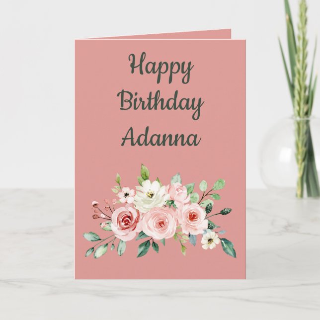 Cartes Pour Fêtes Annuelles Joyeux anniversaire mon amour aquarelle rose flora (Devant)