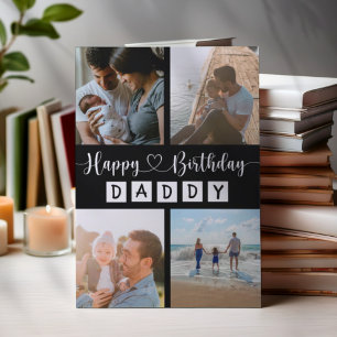 Cartes Pour Fêtes Annuelles Joyeux Anniversaire Papa Collage de Photos Noir & 