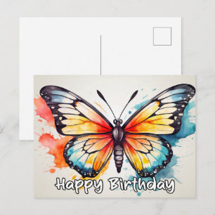 Cartes Pour Fêtes Annuelles Joyeux Anniversaire Papillon Aquarelle Art Doodle