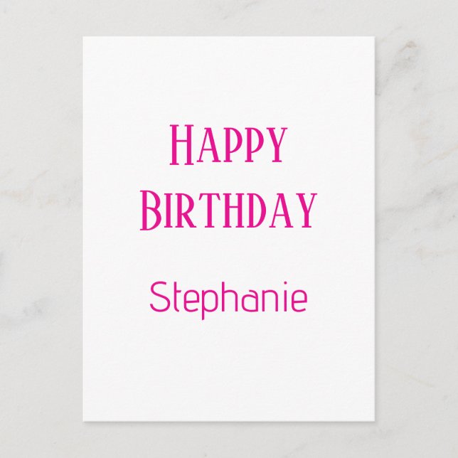 Cartes Pour Fêtes Annuelles Joyeux Anniversaire Personnalisé Nom Blanc Hot Ros (Devant)