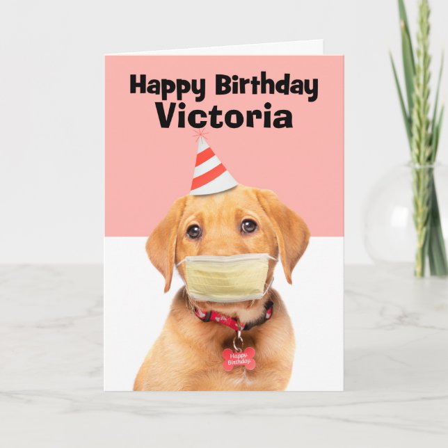 Cartes Pour Fêtes Annuelles Joyeux Anniversaire Personnalisé Nom Chiot dans Ma (Devant)