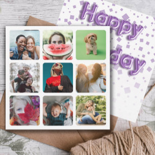 Cartes Pour Fêtes Annuelles Joyeux Anniversaire Photo Collage & Balloon Texte 