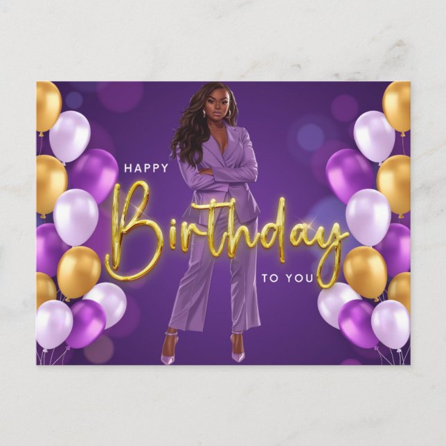 Cartes Pour Fêtes Annuelles Joyeux Anniversaire Pour Vous Melanin Sista Black  (Devant)