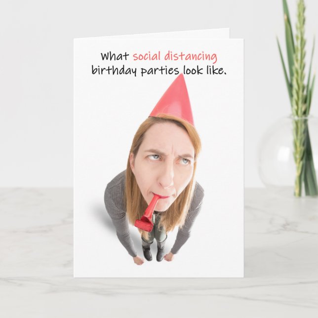 Cartes Pour Fêtes Annuelles Joyeux anniversaire social Distancing Humour (Devant)