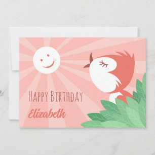 Cartes Pour Fêtes Annuelles Joyeux Anniversaire Sun mignon Cartoon Bird Girl