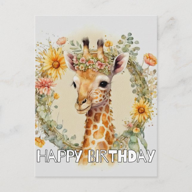 Cartes Pour Fêtes Annuelles Joyeux Anniversaire Super Cute Giraffe (Devant)