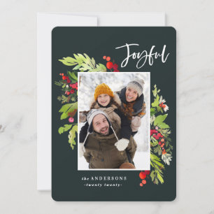 Cartes Pour Fêtes Annuelles Joyeux aquarelle fleurie et feuillage Noël