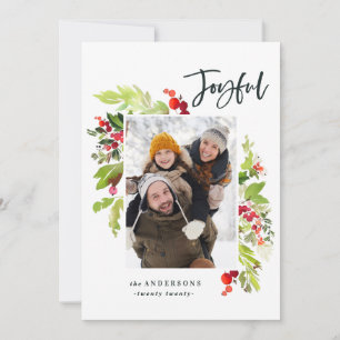 Cartes Pour Fêtes Annuelles Joyeux aquarelle fleurie et feuillage Noël