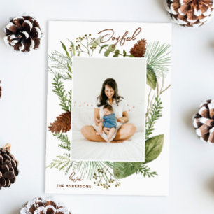 Cartes Pour Fêtes Annuelles Joyeux. Aquarelle Végétation boisée de Noël