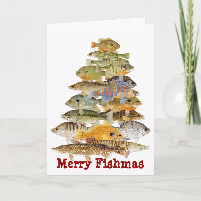Cartes Pour Fêtes Annuelles Joyeux arbre de Noël de poissons de Fishmas- (Devant)