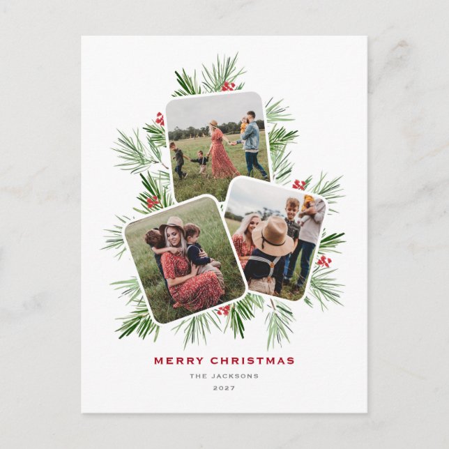 Cartes Pour Fêtes Annuelles Joyeux arbre de Noël Multi Photo (Devant)