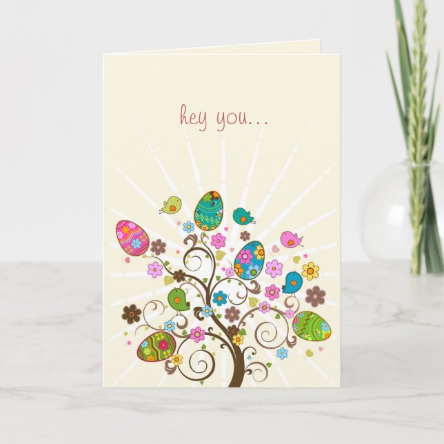 Cartes Pour Fêtes Annuelles Joyeux arbre de Pâques Abstrait (Devant)