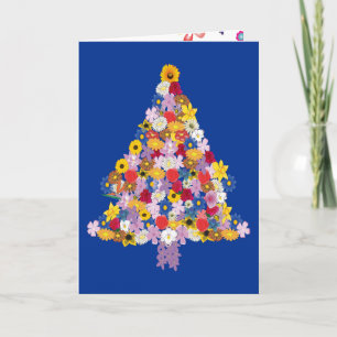 Cartes Pour Fêtes Annuelles Joyeux arbre floral de Noël fleuri